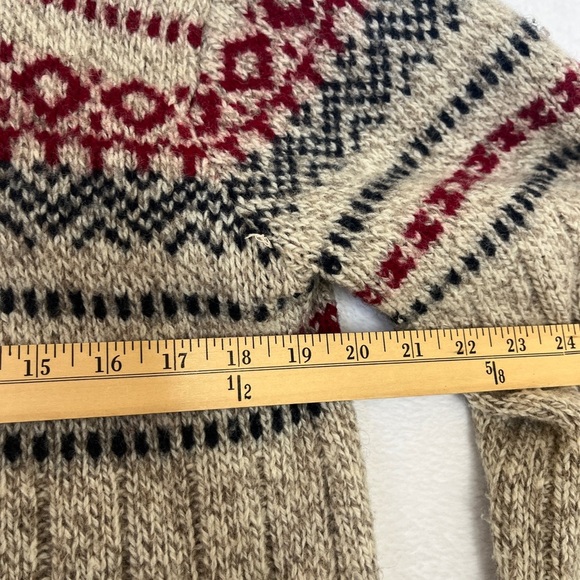 VNTG LL Bean Fair Isle Wool Zip Cardigan Sz L Made in USA Winter Outdoors Camp - Picture 7 of 12